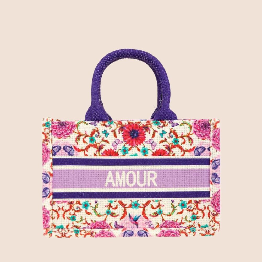 "Amour" Color-charged Floral Mini Tote Bag